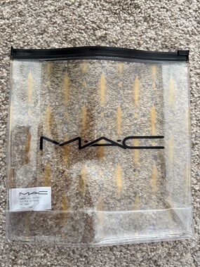 MAC Clear Cosmetic Pouch with Gold Feather Print